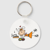 スティックスフィギュア50の女の子Tシャツとギフト キーホルダー (正面)