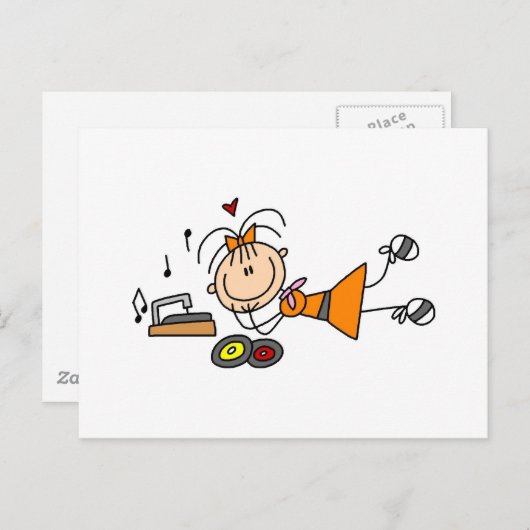 スティックスフィギュア50の女の子Tシャツとギフト ポストカード (正面/裏面)