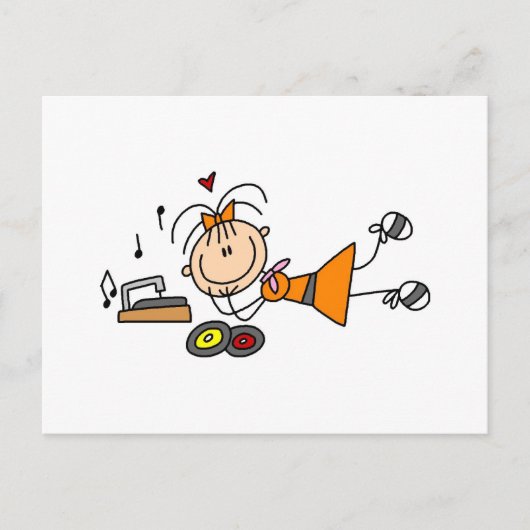 スティックスフィギュア50の女の子Tシャツとギフト ポストカード (正面)