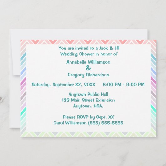 スティックスフィギュアChevron JackとJillウェディングシャワー 招待状 (裏面)