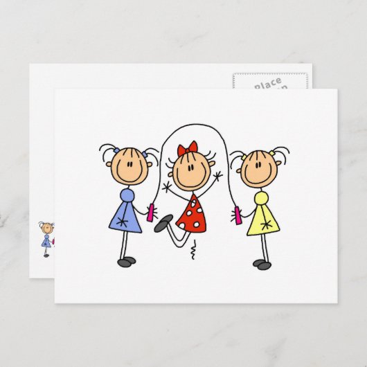 スティックスフィギュアGIrlsジャンプロープ ポストカード (正面/裏面)