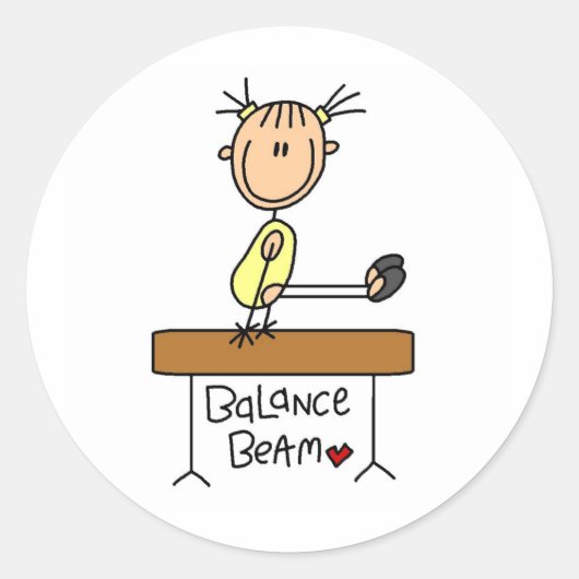 スティックスフィギュアGymnast on Balance Beamステッカー ラウンドシール (正面)