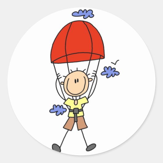 スティックスフィギュアSkyダイバーTシャツとギフト ラウンドシール (正面)