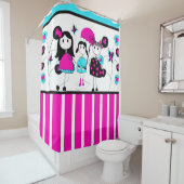 スティックスフィギュルガールズエイプリルシャワーハートストライプ シャワーカーテン (インサイチュ)