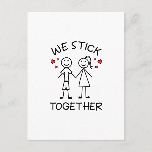 スティックスマンカップルバレンタインデー愛 ポストカード (正面)