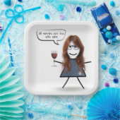 スティックパーティーガールとワイン引用文紙プレート ペーパープレート (パーティー)