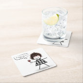 スティックパーティーガールとワイン引用文 スクエアペーパーコースター (インサイチュ)