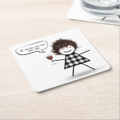 スティックパーティーガールとワイン引用文 スクエアペーパーコースター (アングル)