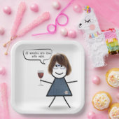 スティックパーティーガールとワイン引用文 ペーパープレート (パーティー)