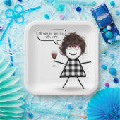 スティックパーティーガールとワイン引用文 ペーパープレート (パーティー)