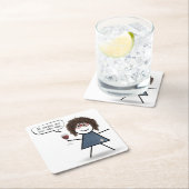 スティックパーティーガールと赤ワインと引用文 スクエアペーパーコースター (インサイチュ)