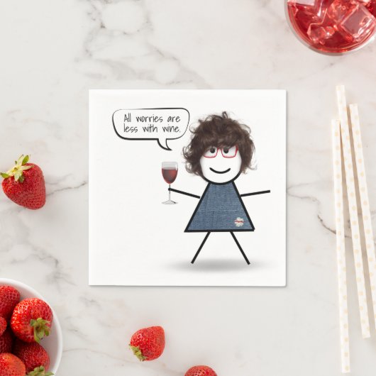 スティックパーティーガールと赤ワインと引用文 スタンダードカクテルナプキン (インサイチュ)