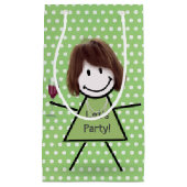 スティックパーティーガールオン水玉模様 スモールペーパーバッグ (正面)