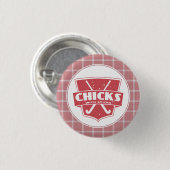 スティックピン付きフィールドホッケーチックス 缶バッジ (正面&裏面)