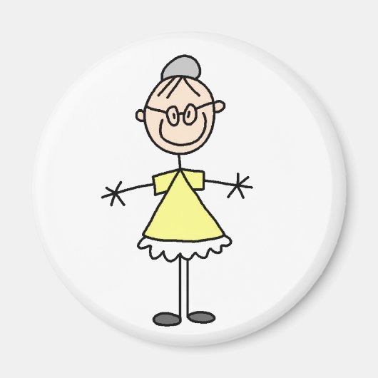 スティックフィギュアおばあちゃん磁石 マグネット (正面)