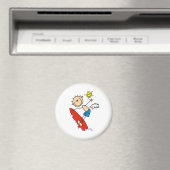 スティックフィギュアのサーファー少年ボタン マグネット (インサイチュ (食洗機))