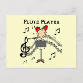 スティックフィギュアの女の子のフルート奏者Tシャツとギフト ポストカード (正面)