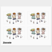 スティックフィギュアの子供 長方形シール (シート)