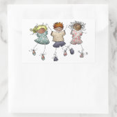 スティックフィギュアの子供 長方形シール (バッグ)