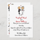 スティックフィギュアの結婚式招待状 招待状 (正面/裏面)