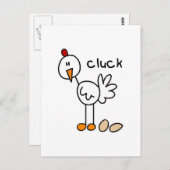 スティックフィギュアの鶏のTシャツとギフト ポストカード (正面/裏面)