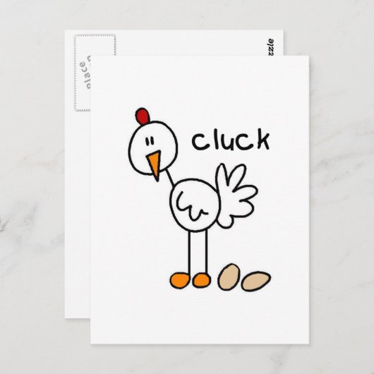 スティックフィギュアの鶏のTシャツとギフト ポストカード (正面/裏面)