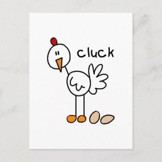 スティックフィギュアの鶏のTシャツとギフト ポストカード (正面)