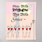 スティックフィギュアやる気を起こさせるネットボール引用文 ポスター (正面)