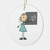 スティックフィギュアガールアットチョークボードオーナメント セラミックオーナメント (左)