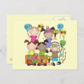 スティックフィギュアキッズ100日頭が切れる ポストカード (正面/裏面)