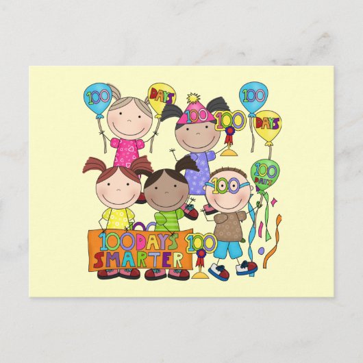 スティックフィギュアキッズ100日頭が切れる ポストカード (正面)