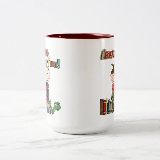 スティックフィギュアキッ読ズのISおもしろい ツートーンマグカップ (中央)