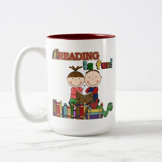 スティックフィギュアキッ読ズのISおもしろい ツートーンマグカップ (左)