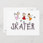 スティックフィギュアスケートTシャツとギフト ポストカード (正面/裏面)