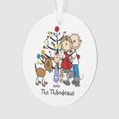 スティックフィギュアパパ,ママ,女の子,ペットアクリルオーナメント オーナメント (正面)