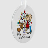 スティックフィギュアパパ，ママ，女の子，犬のアクリルオーナメント オーナメント (正面)