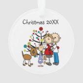 スティックフィギュアパパ，ママ，女の子，犬のアクリルオーナメント オーナメント (裏面)