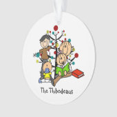 スティックフィギュアファミリークリスマスアクリルオーナメント オーナメント (正面)