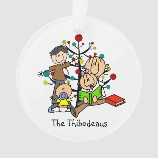 スティックフィギュアファミリークリスマスアクリルオーナメント オーナメント (正面)