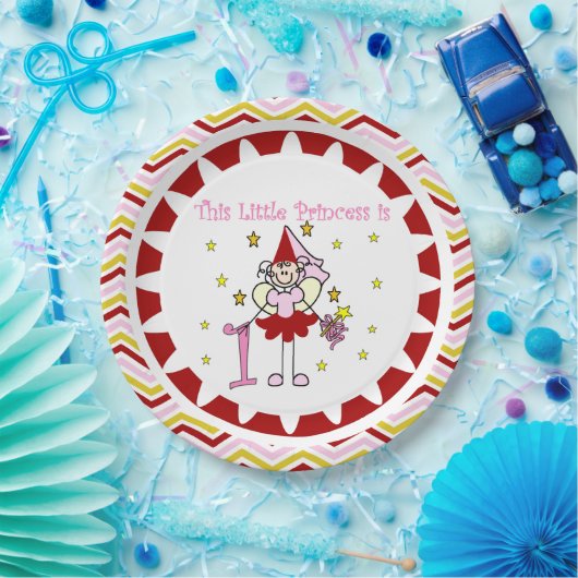 スティックフィギュアプリンセス1st誕生日紙プレート ペーパープレート (パーティー)