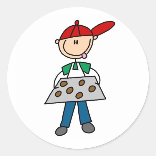 スティックフィギュアベーキングCookie ラウンドシール (正面)