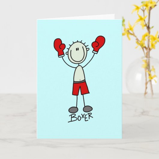 スティックフィギュアボクシングTシャツとギフト カード (黄色い花)