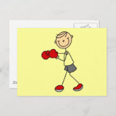 スティックフィギュアボクシングTシャツとギフト ポストカード (正面/裏面)