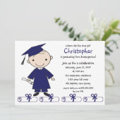 スティックフィギュアボーイ卒業招待状 招待状 (スタンド正面)