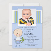 スティックフィギュアボーイ1stフォト誕生日招待状 招待状