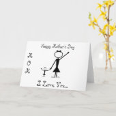 スティックフィギュアマザーズデーグリーティングカード カード (黄色い花)