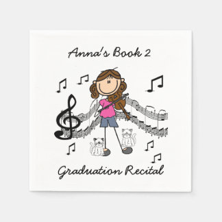 スティックフィギュアヴァイオリン奏者紙ナプキンス スタンダードカクテルナプキン