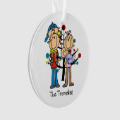 スティックフィギュア両親、少年、ベビーオーナメント オーナメント (正面)