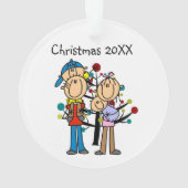 スティックフィギュア両親、少年、ベビーオーナメント オーナメント (裏面)