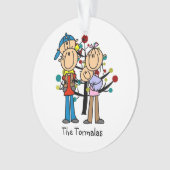 スティックフィギュア両親、少年、ベビーオーナメント オーナメント (正面)